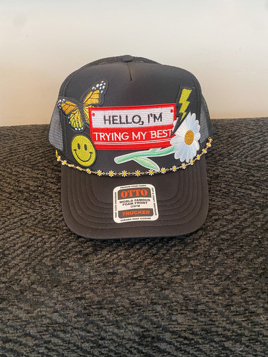 Hello, I’m Trying My Best- Trucker Hat Black - Coco & Rho