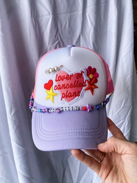 Lover Of Cancelled Plans- Trucker Hat Light purple/white/light pink - Coco & Rho