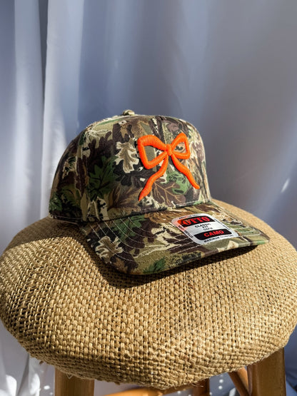 Bow Camo- Trucker Hat Bright Orange