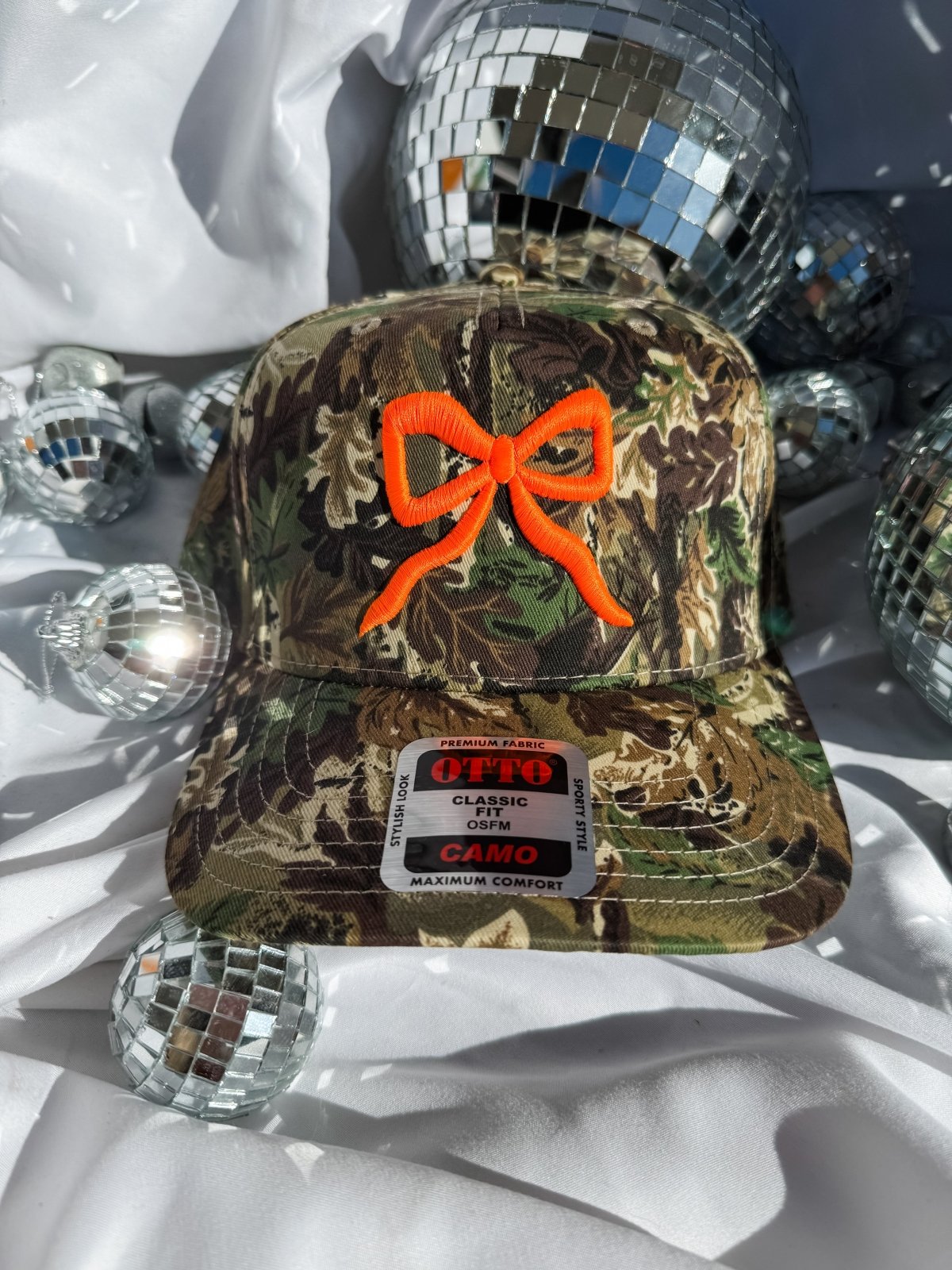 Bow Camo- Trucker Hat Bright Orange