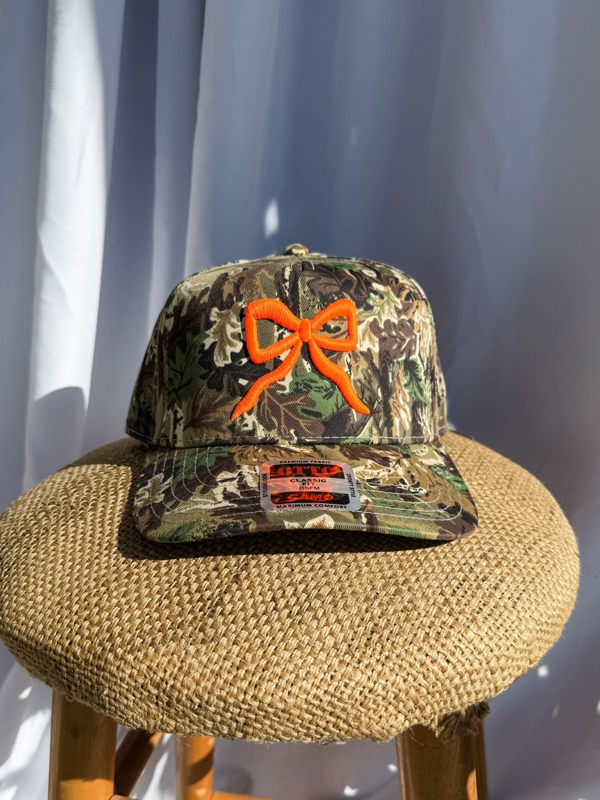 Bow Camo- Trucker Hat Bright Orange