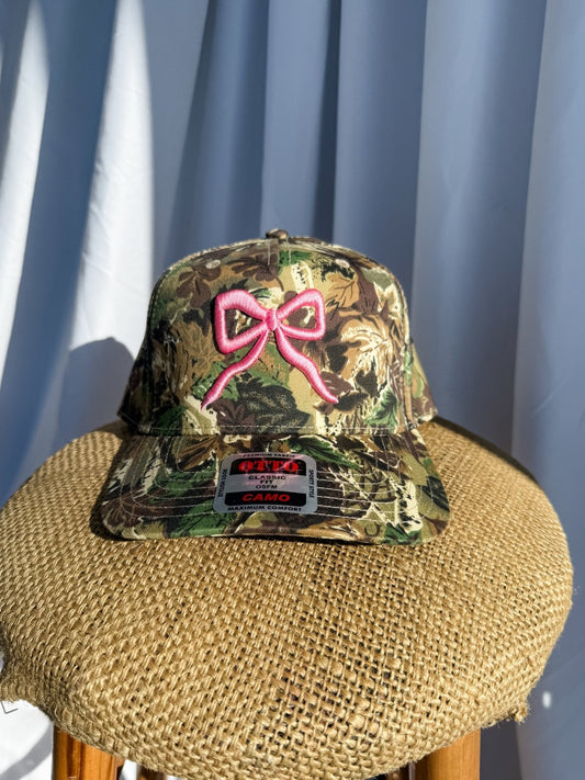 Bow Camo- Trucker Hat Pink