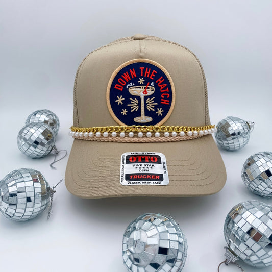 Down The Hatch Khaki- Trucker Hat