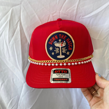 Down The Hatch Red- Trucker Hat