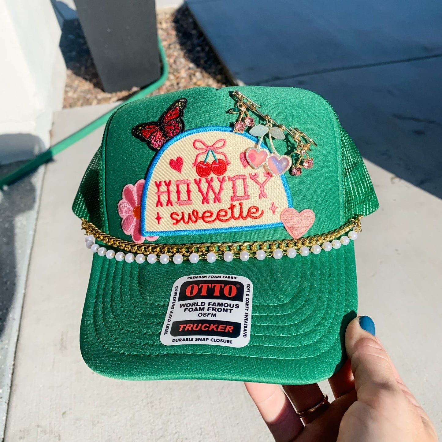 Howdy Sweetie Charmed- Trucker Hat Forest Green