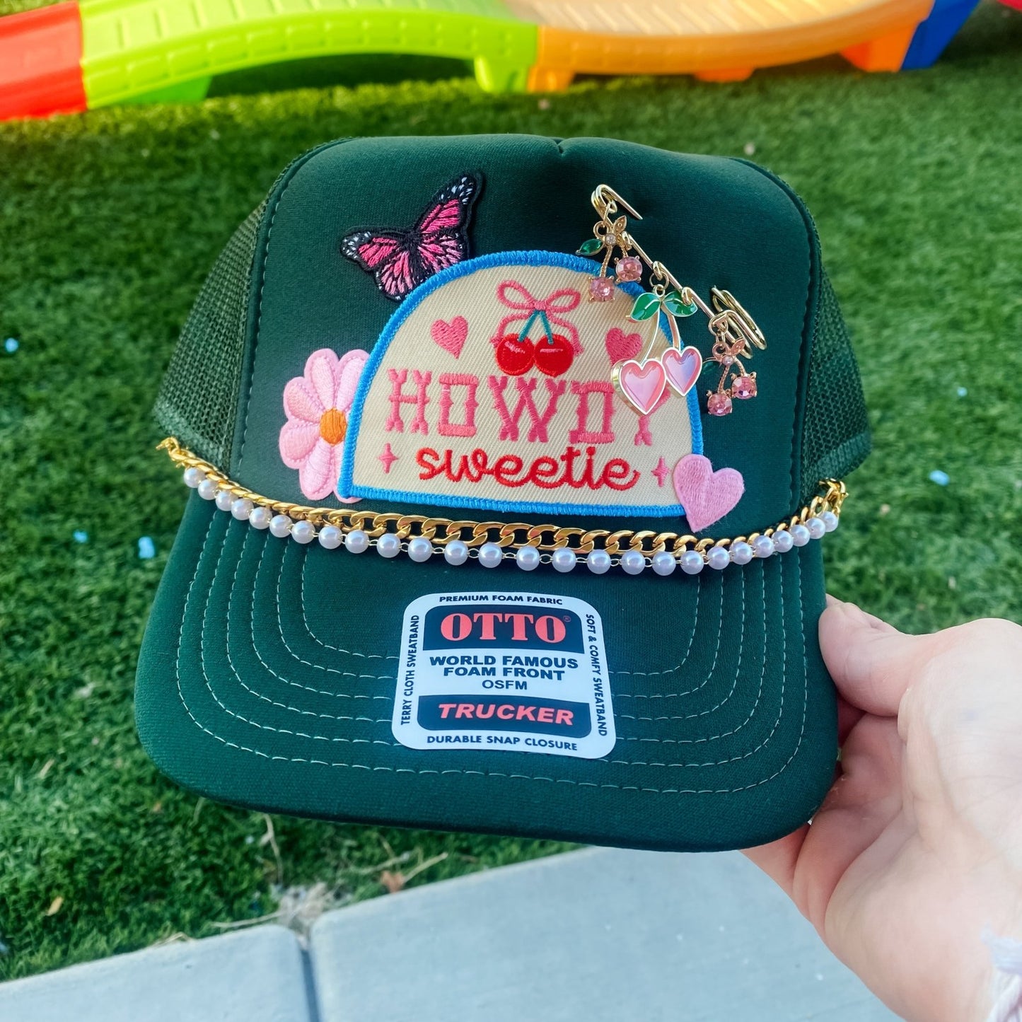 Howdy Sweetie Charmed V1- Trucker Hat Dark Green