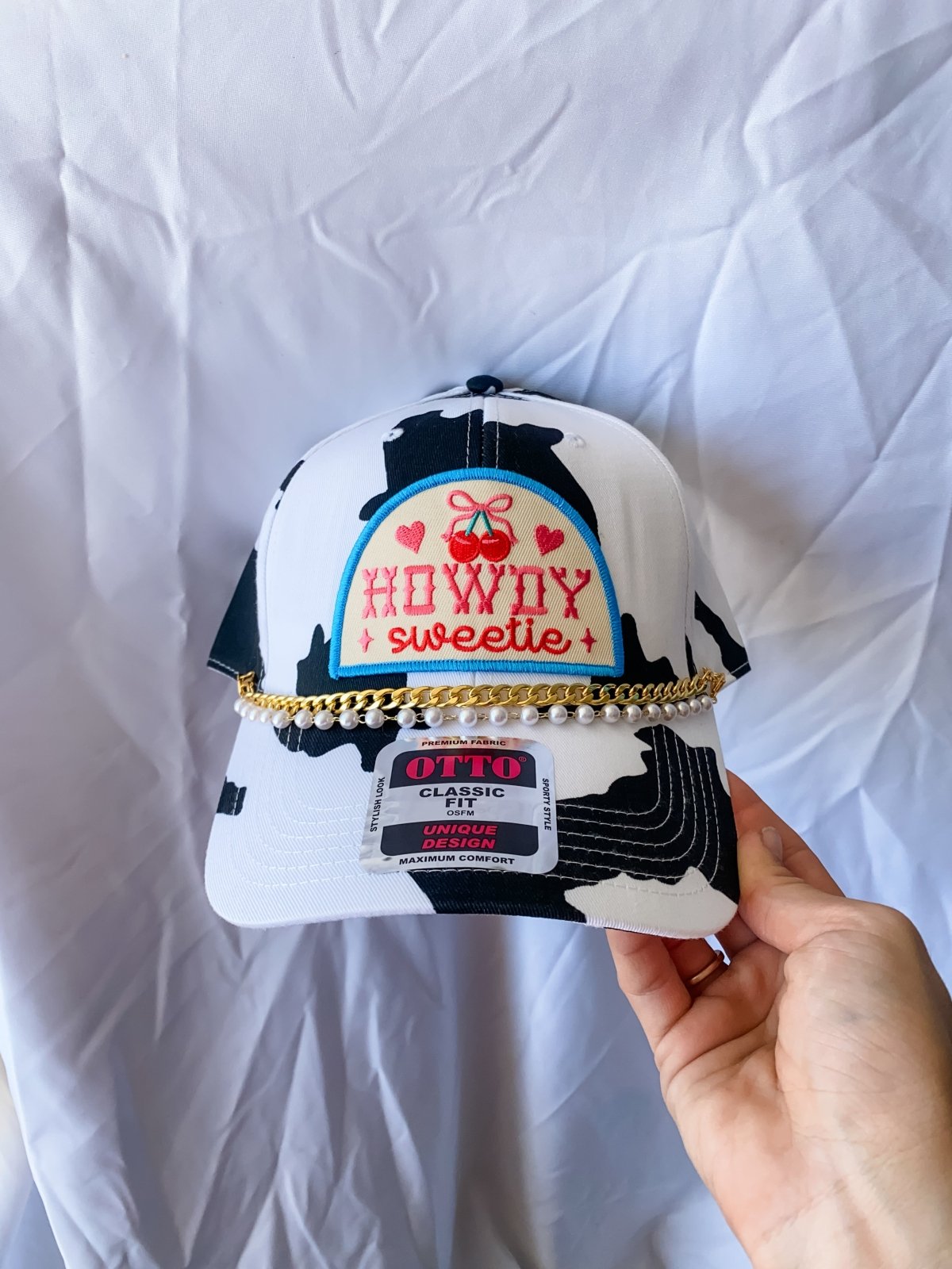 Howdy Sweetie- Trucker Hat Cow Print