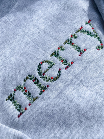 Merry- Embroidered Crewneck Ash