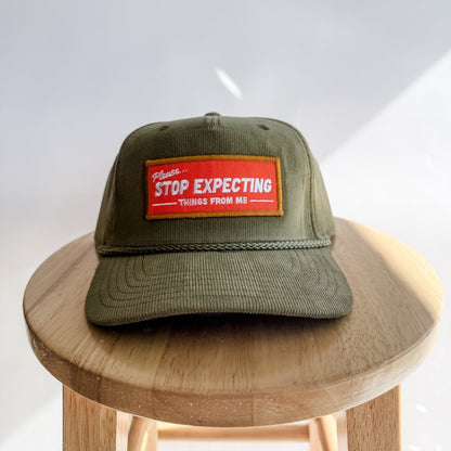 Please stop expecting things from me - Corduroy Trucker Hat