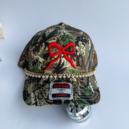 Red Bow Camo- Trucker Hat