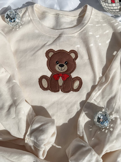 Teddy Bear - Embroidered Crewneck Cream