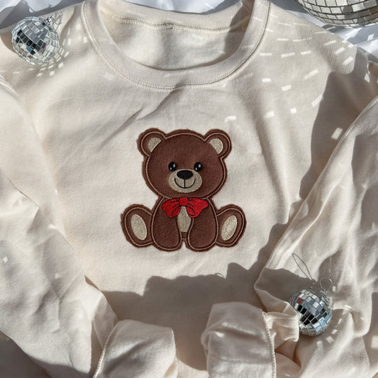 Teddy Bear - Embroidered Crewneck Cream